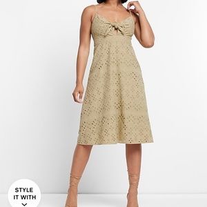Eyelet tie front midi dress